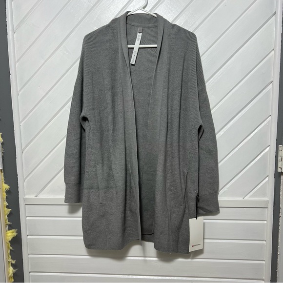 lululemon athletica | Sweaters | Lululemon Merino Woolblend Ribbed Long  Wrap Sweater Heathered Gull Grey | Poshmark